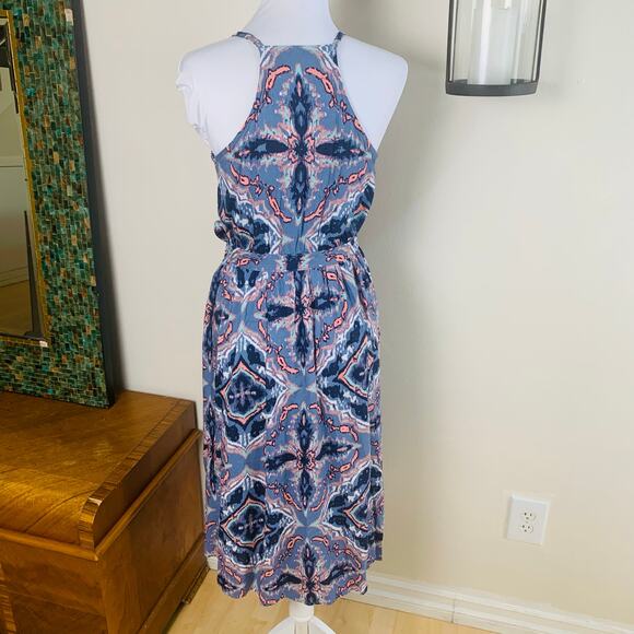 NEW Roxy Size M Rooftop Sunrise Strappy Midi Wrap Dress Blue V-Neck Bohemian - Picture 9 of 15